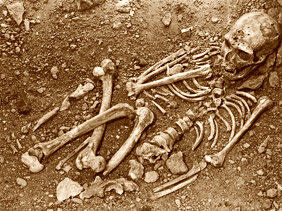 Squelette en place lors de sa découverte de l'homme de la Chapelle aux saints