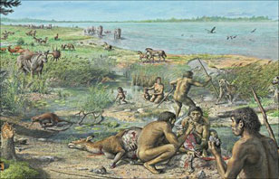 Le site d'Happisburgh reconstitu&eacute; il y a 800 000 ans.