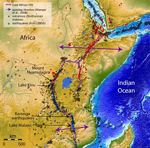 Vall&eacute;e du Rift en Afrique - Carte