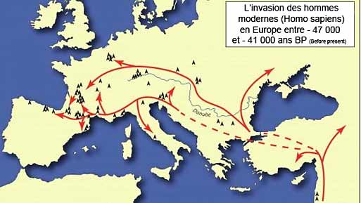 Diffusion de sapiens en Europe il y a 40 000 ans