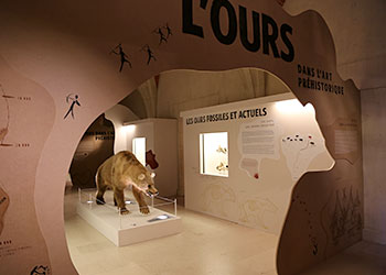 Entrée de l'expsoition temporaire L'ours dans l'art préhistorique 
