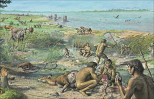 Le site d'Happisburgh reconstitué il y a 800 000 ans.