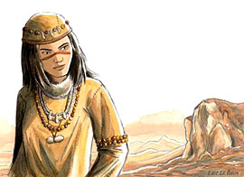 Femme dans la préhistoire avec parure