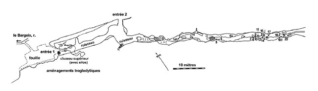 Plan de la grotte de La Font-Bargeix