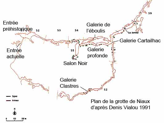 Plan de la grotte de Niaux