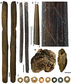 Outils et objets trouvés à Border cave en Afrique du Sud