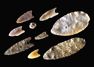 Pointes cannelées de la culture Clovis