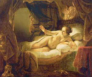 Danaé la déesse de la mythologie grecque peinte par Rembrandt