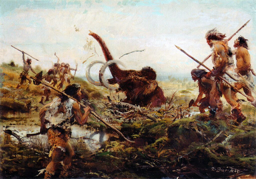 Chasse préhistorique au mammouth