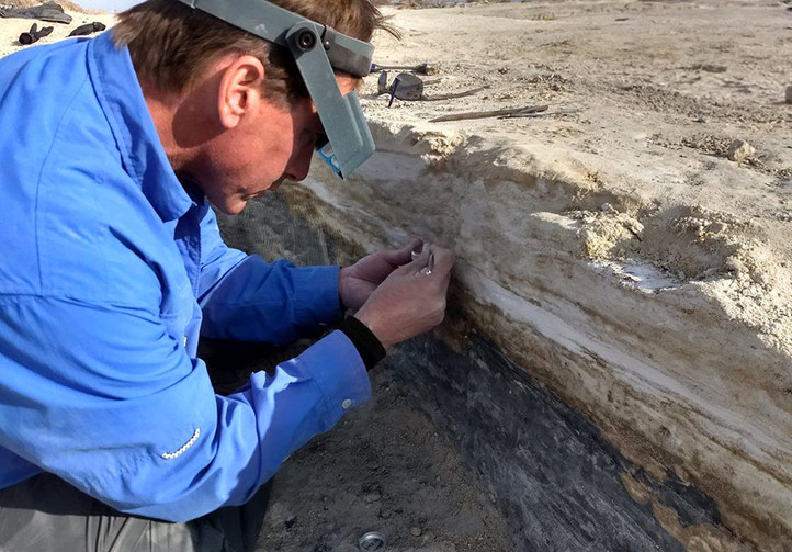 Fouille stratigraphie site White Sands au Nouveau Mexique