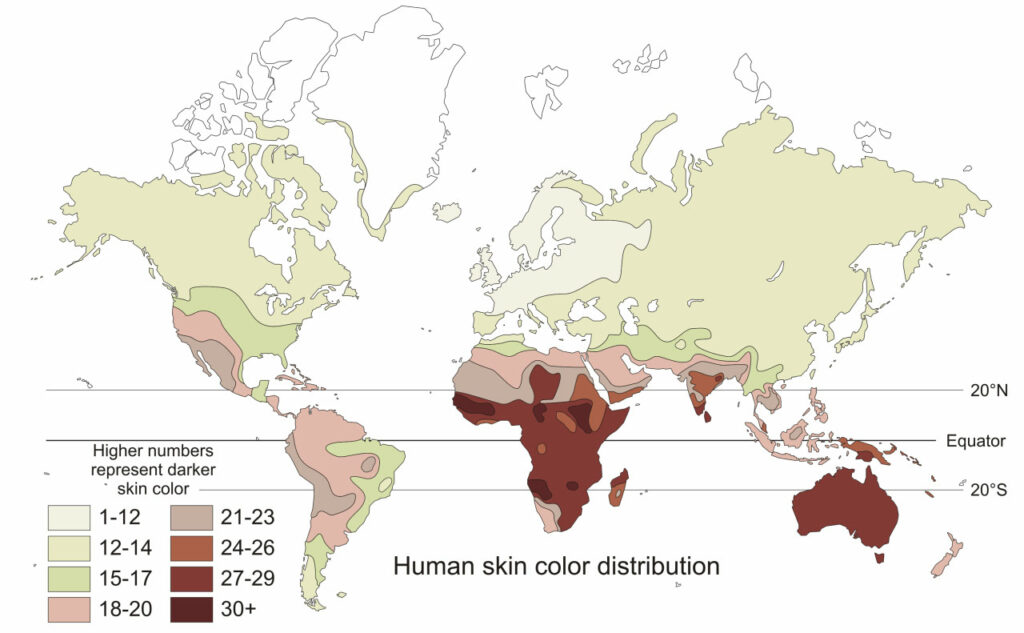 Couleurs de peaux humaines dans le monde