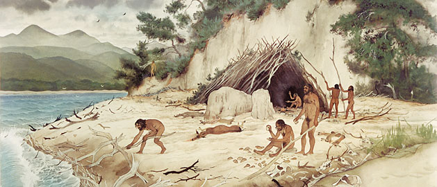 Reconstitution du site de Terra Amata il y a 400 000 ans