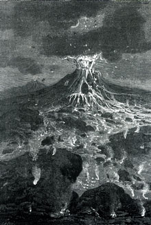 eruption volcan à la préhistoire